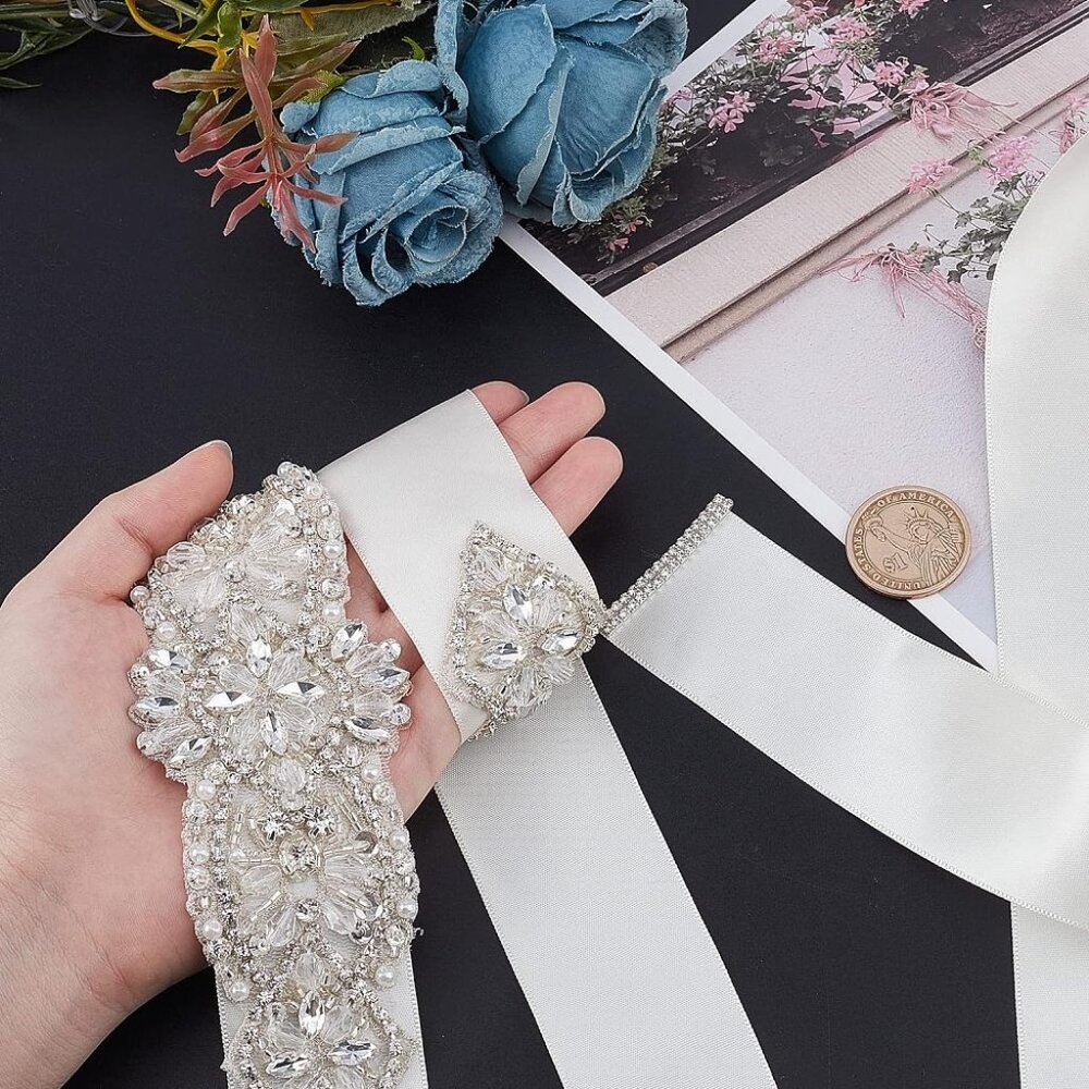 Crystal Rhinestone Wedding Dress Belt, Flower Bridal Belt, Gala, ballgown